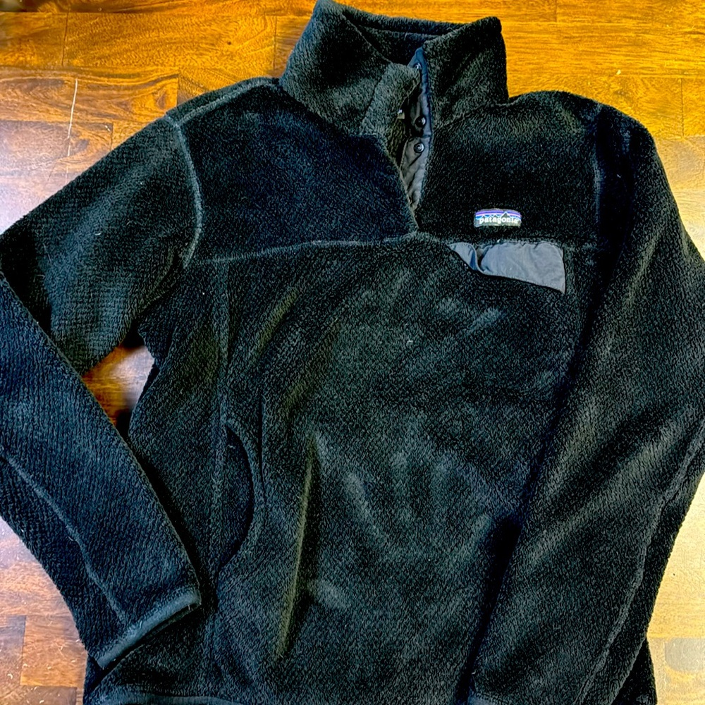 Patagonia Retool Fleece 1/4 Snap Pullover Sweater Sweatshirt Medium Black